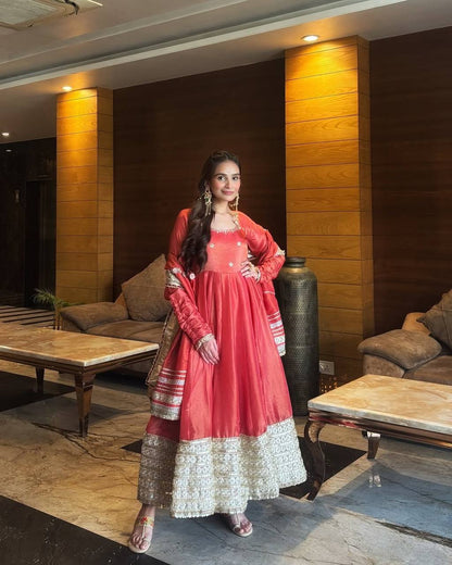 Chinon Silk Anarkali Suit