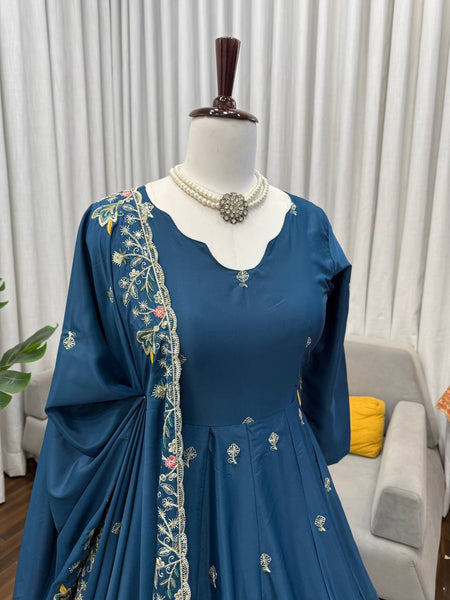 Anarkali Silk Gown Plazo Dupatta