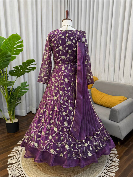 Heavy Fendy Silk Embroidered Gown Set