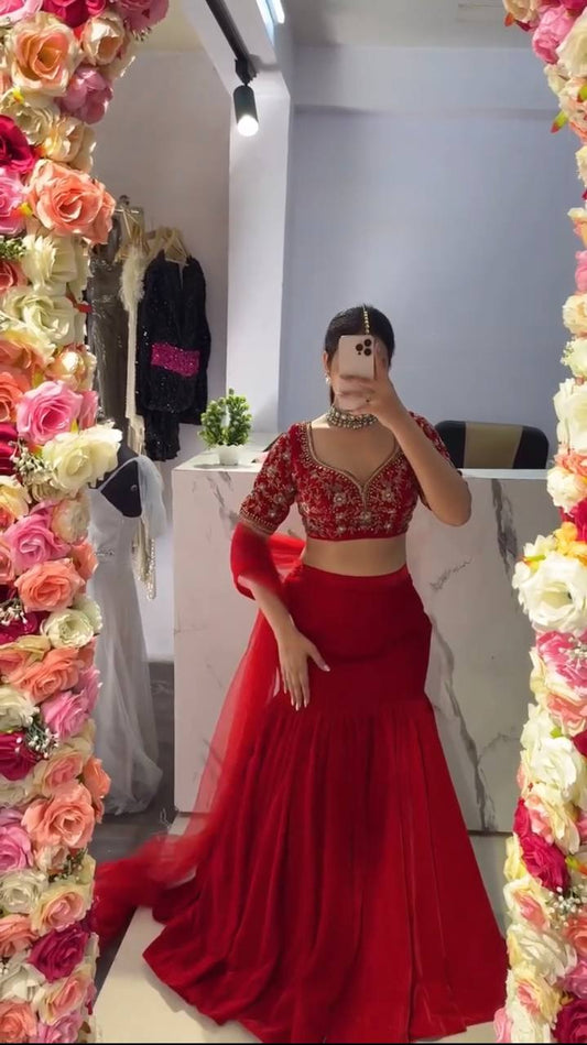 Exquisite Faux Georgette Lehenga Saree Set