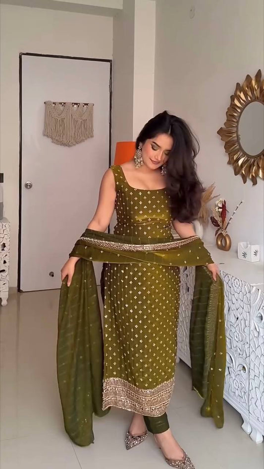 Heavy Fendy Silk Embroidered Suit Set