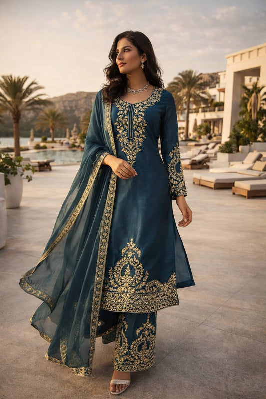 Exquisite JMC Silk 3-Piece Salwar Suit Set