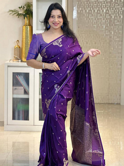 Soft Banarasi Silk Saree | Rich Jacquard Weaving &amp; Golden Zari