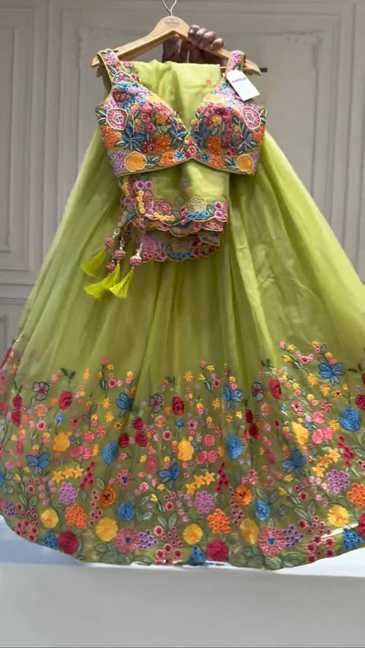 Exquisite Tabby Organza Silk Lehenga Choli Set