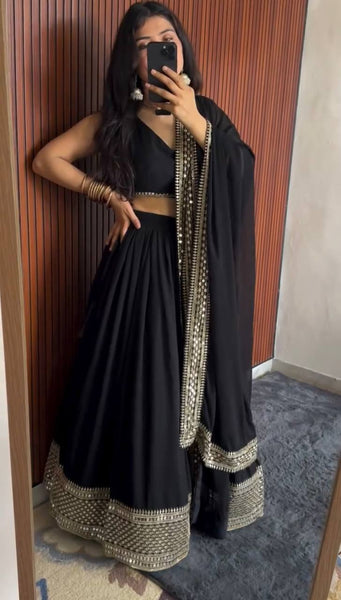 Exquisite Faux Georgette Embroidered Lehenga Choli Set