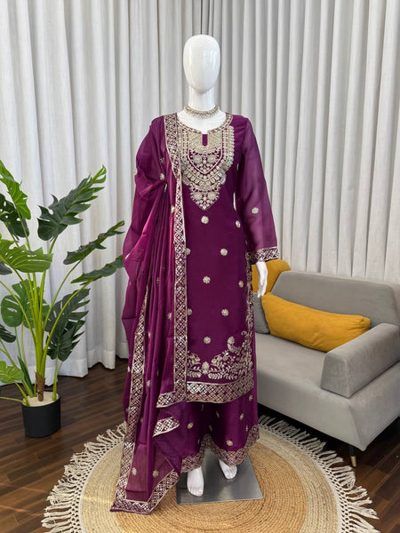 Exquisite JMC Silk Thread-Work Suit Set