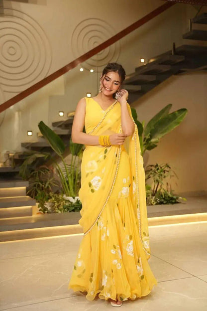 Lehenga Saree | Soft Georgette with Digital Floral Print