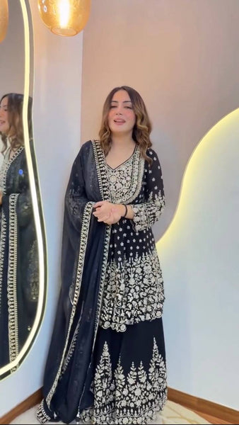 Exquisite Faux Georgette Embroidered Lehenga Choli Set