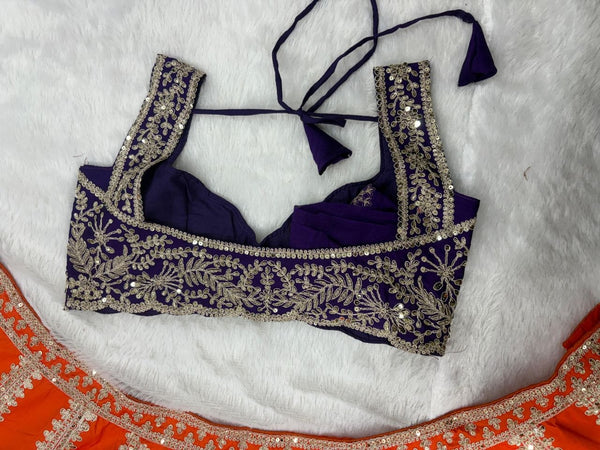 Premium Two-Tone Silk Lehenga Choli with Heavy Embroidery & Sequins Work - Semi-Stitched Ethnic Wear