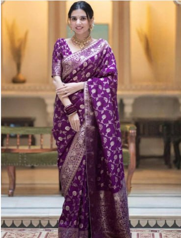 wine silk saree