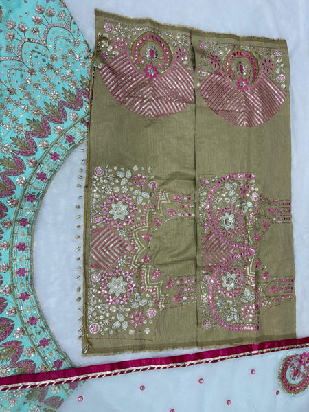 Premium Slub Silk Bridal Lehenga Choli with Intricate Embroidery & Foil Mirror Work