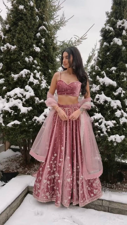 Elegant Japan Satin Lehenga Choli with Coding Dori Sequence Work