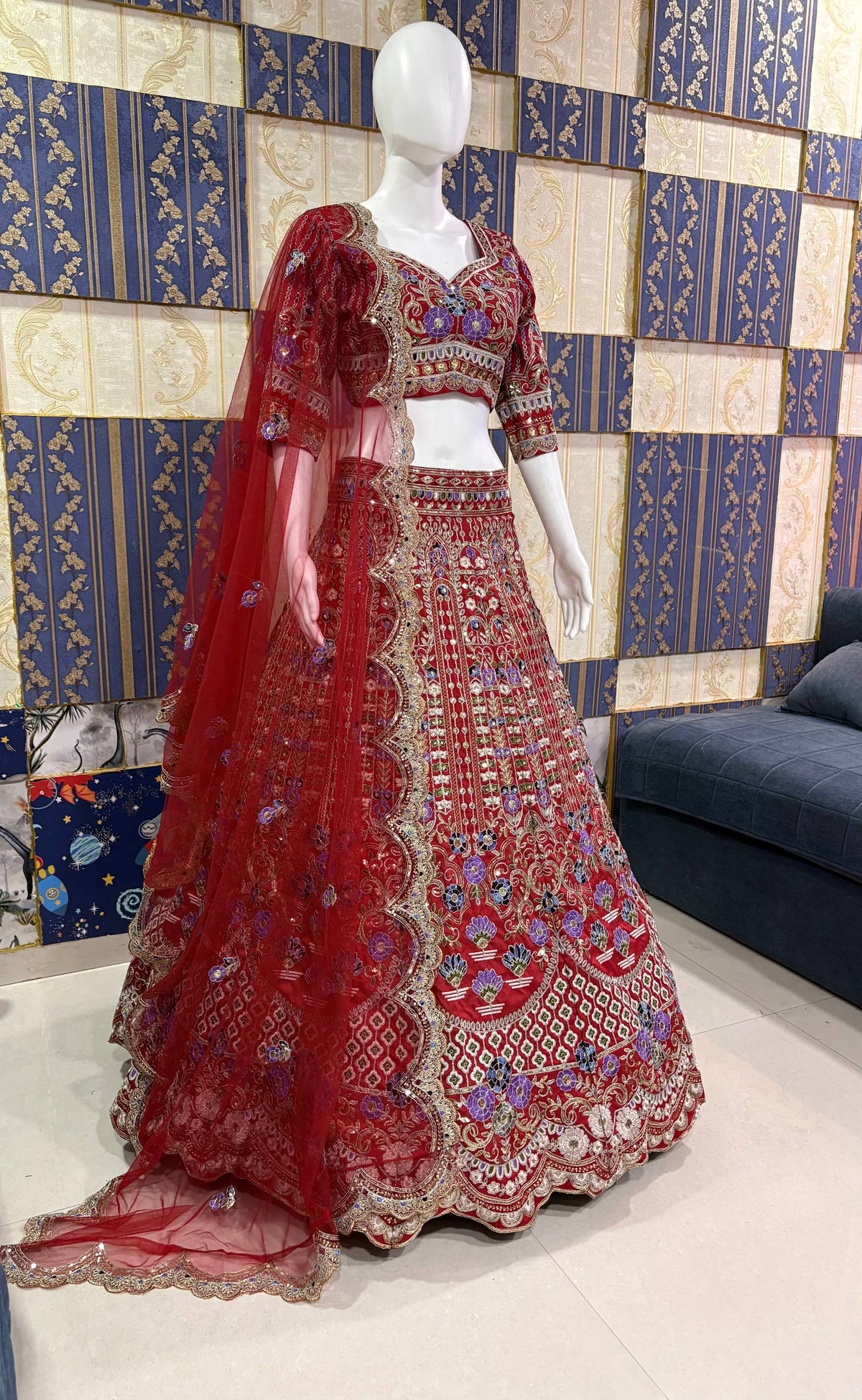 Designer Mono Satin Silk Lehenga Choli with Coding Sequins Cut-Work