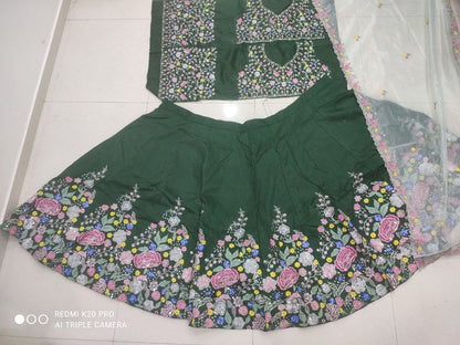 Premium Super Satin Silk Embroidery Lehenga Choli Set
