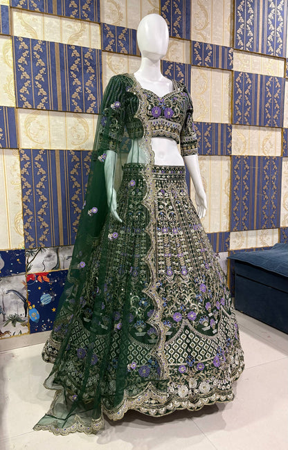 Heavy Mono Satin Silk Lehenga with Coding Sequins Work