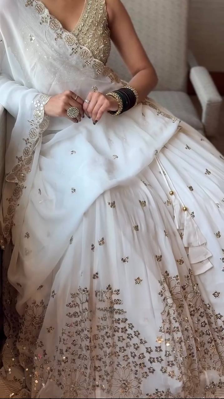 Elegant Faux Georgette Lehenga Choli with Sequence Thread Work