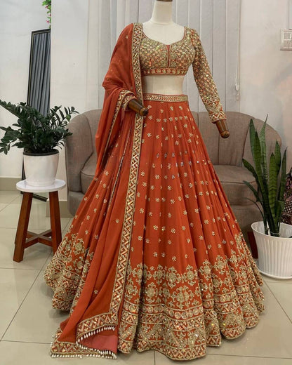 Premium Foux Georgette Lehenga Choli with Intricate Embroidery
