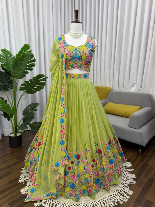 Elegant Tabby Organza Silk Lehenga Choli with Sequence Embroidery