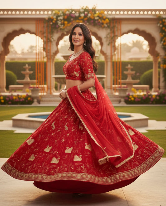 Premium Faux Georgette Peacock Design Lehenga Choli