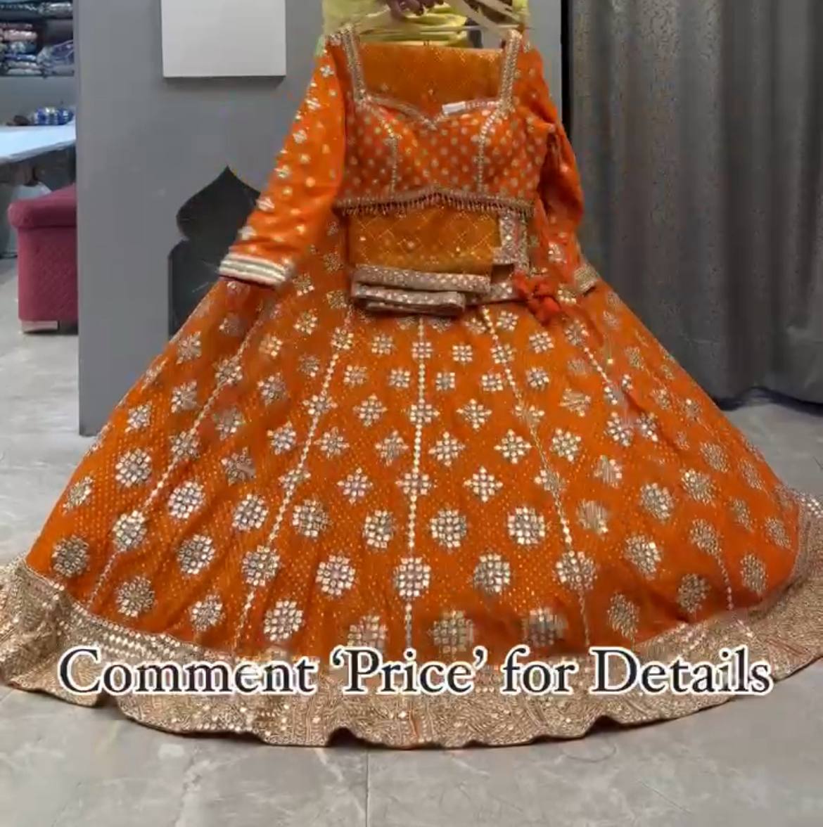 Premium Faux Georgette Real Mirror Work Lehenga Choli