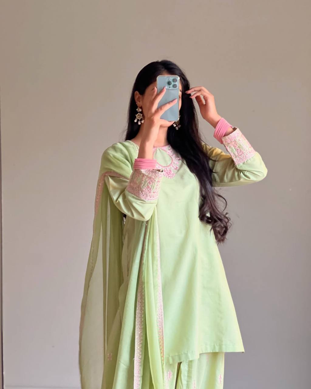 Premium Rayon Cotton Silk Embroidered Farshi Salwar Suit Set