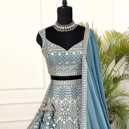 Premium Star Faux Georgette Lehenga Choli with Dual-Sequence Embroidery Heavy Flair