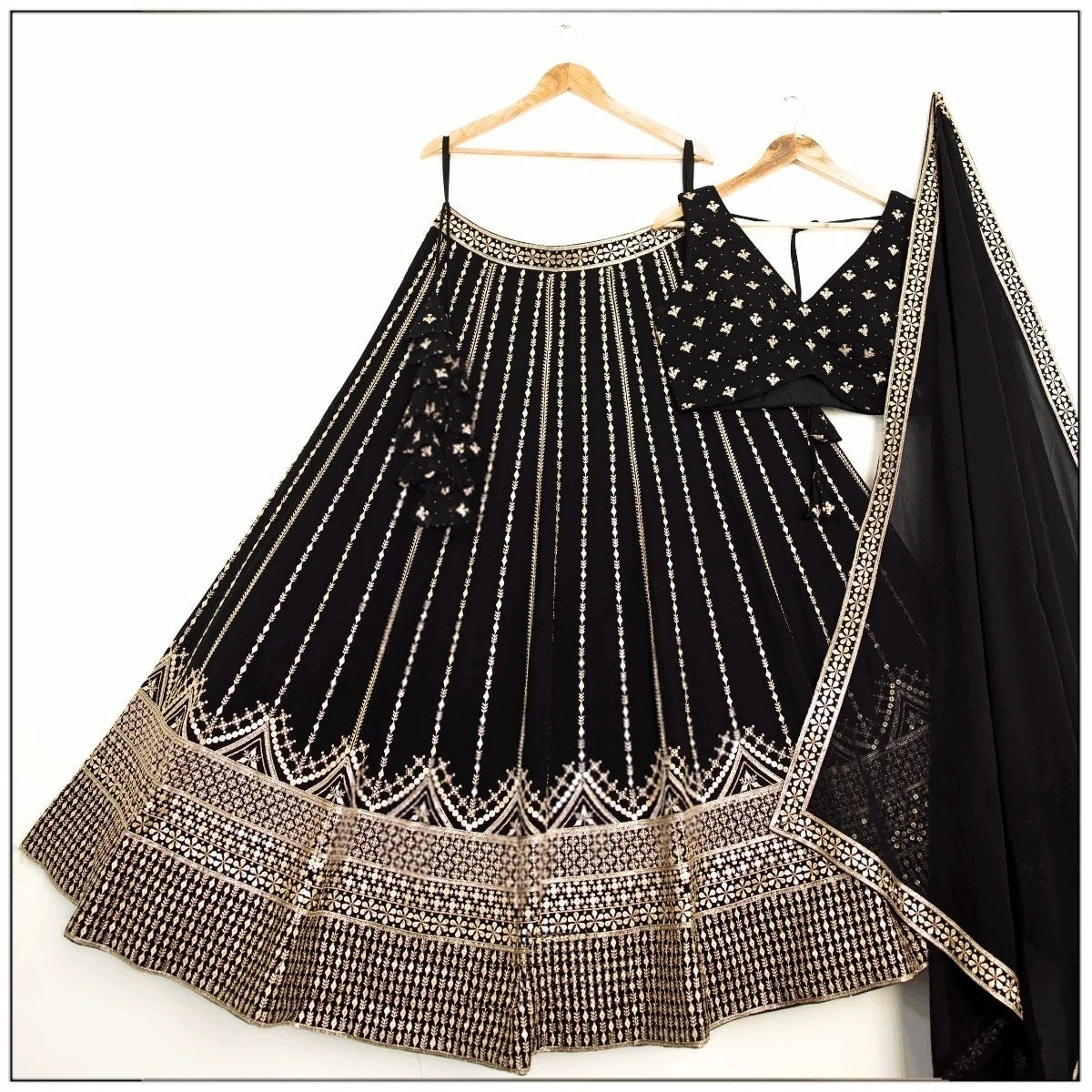 Premium Faux Georgette Embroidered Lehenga Choli Set