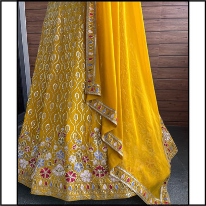 Heavy Faux Georgette Embroidered Lehenga Choli Set