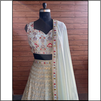 Elegant Faux Georgette Embroidered Lehenga Choli with Premium Cancan