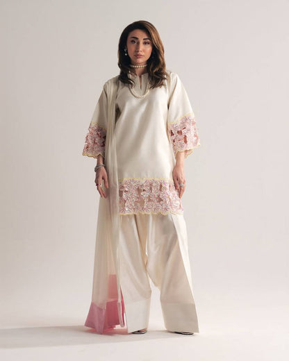 Premium Hand-Embellished Crepe Silk Farshi Suit Set
