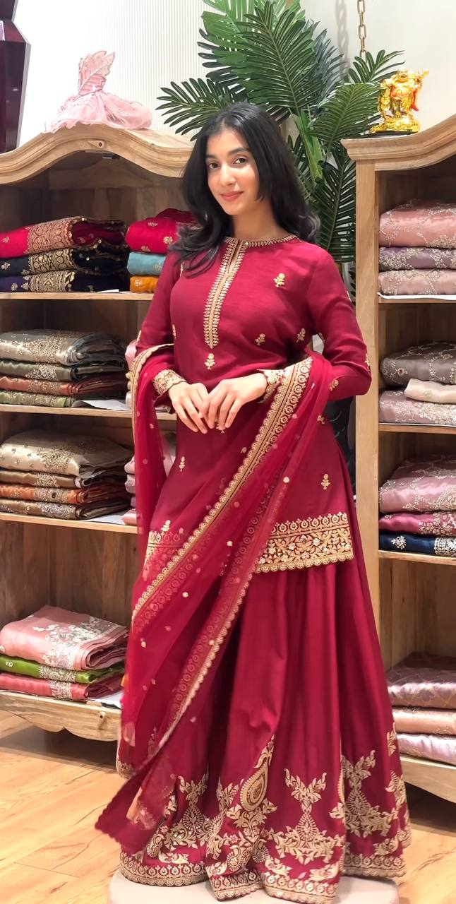 Elegant Heavy Embroidered Sharara Set