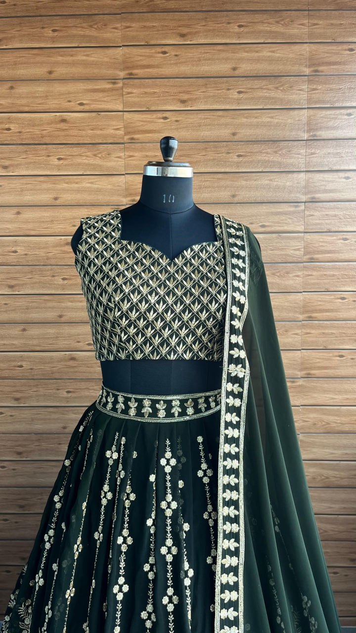 Royal Sequin Jari Embroidered Georgette Lehenga Set