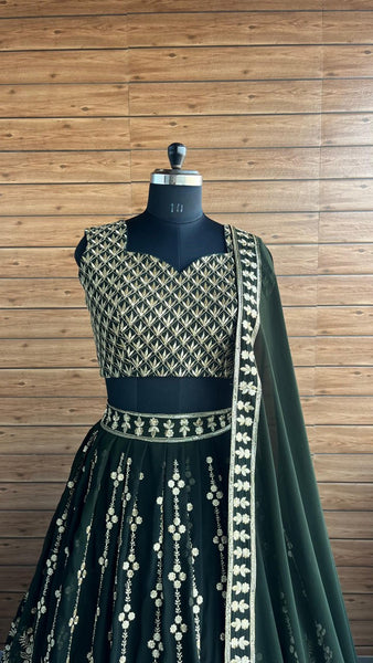 Royal Sequin Jari Embroidered Georgette Lehenga Set