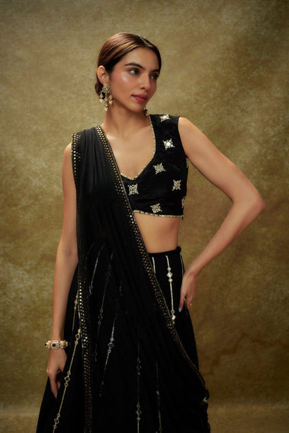 Royal Georgette Sequins Mirror Work Lehenga Choli Set