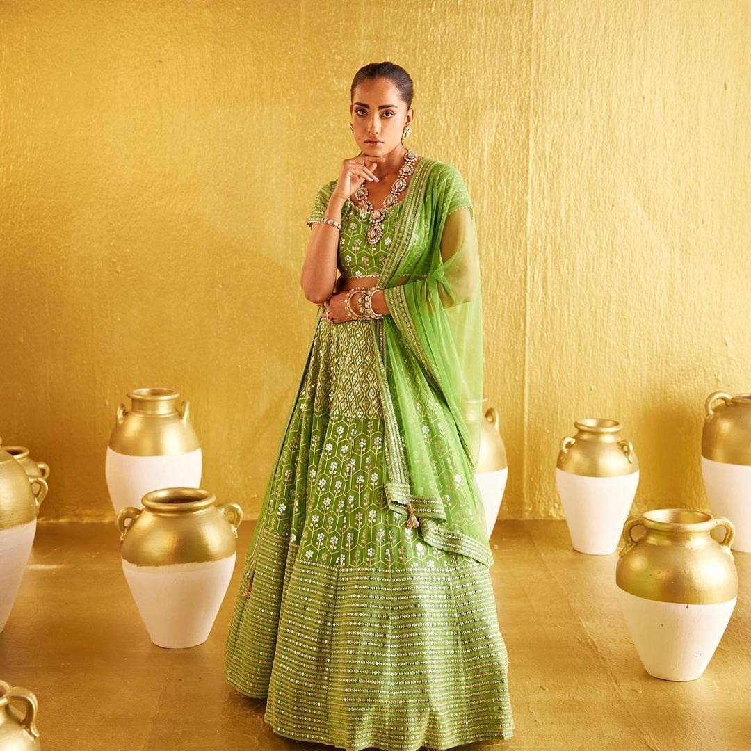 Royal Embellished Banglori Silk Lehenga Set