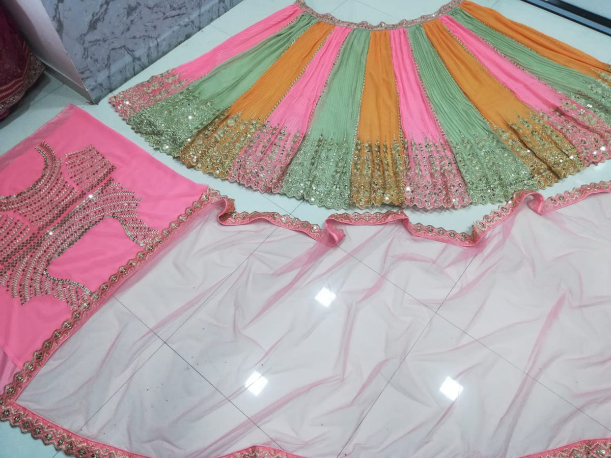 Exquisite Multi-Color Georgette Lehenga Choli with Heavy Sequence Embroidery