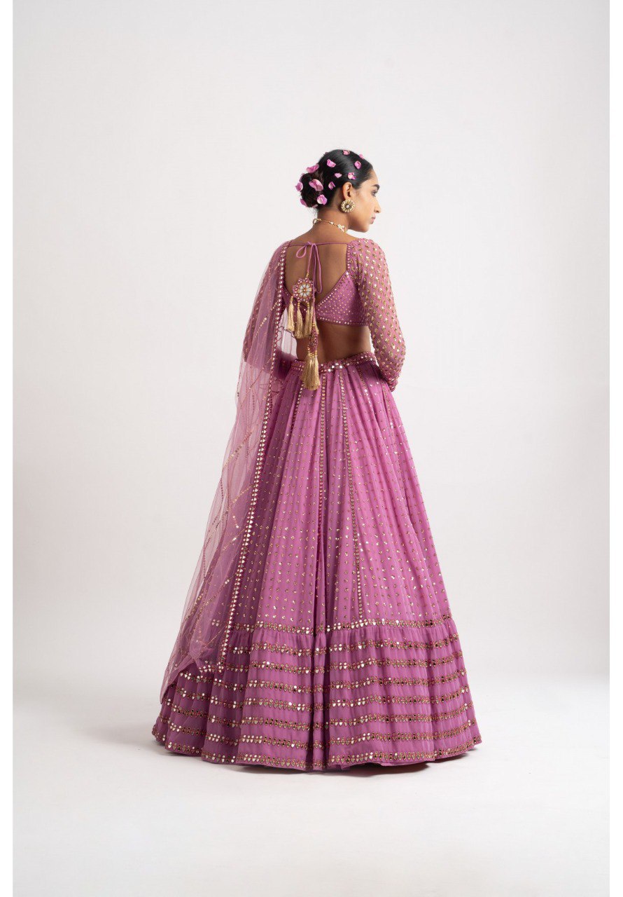 Exquisite Bottle pink Sequence Embroidery Lehenga Set
