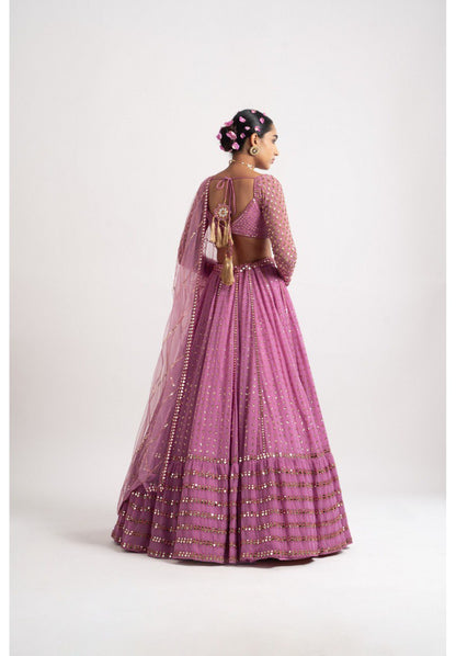 Exquisite Bottle pink Sequence Embroidery Lehenga Set