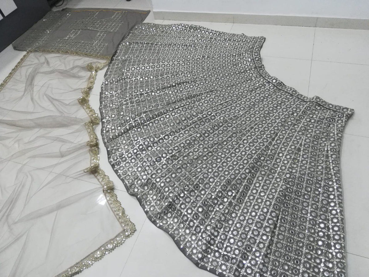 Exquisite Fox Georgette Mirror-Work Lehenga Set