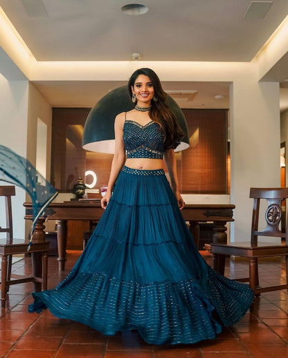 Exquisite Faux Georgette Lehenga Choli with Heavy Embroidery