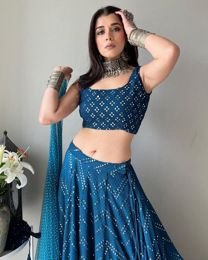 Premium Faux Georgette Sequin Embroidery Lehenga Choli Set