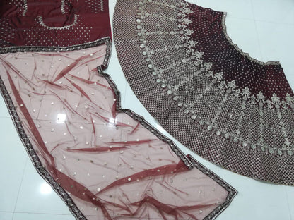 Premium Two Tone Taffeta Satin Silk Lehenga Choli Set