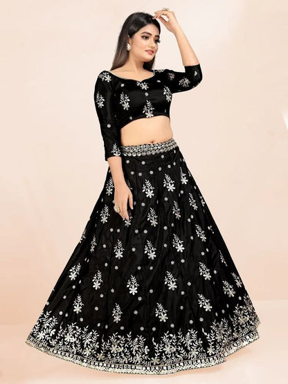 Exquisite French Silk Embroidered Lehenga Set