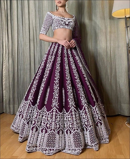 Exquisite Chinon Sequin Embroidery Lehenga Set