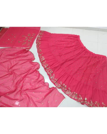 Exquisite Georgette Sequins Jari Embroidered Lehenga Choli Set