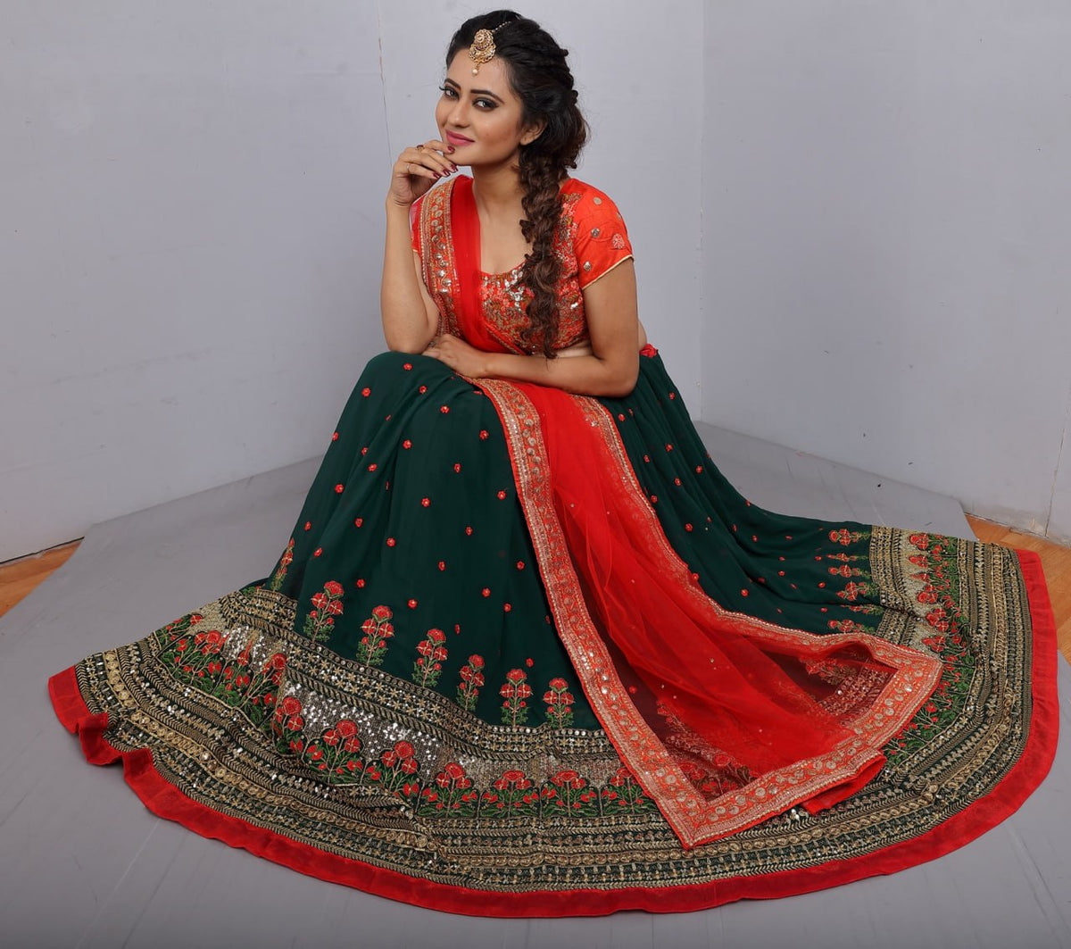 Premium Faux Georgette Sequin Lehenga Set