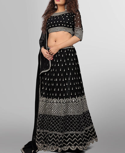Royal Faux Georgette Sequin Embroidery Lehenga Set