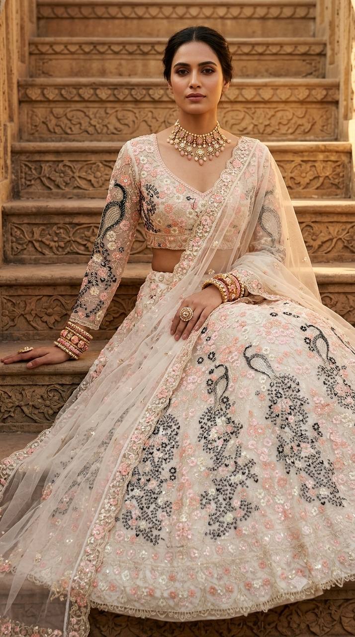 Premium Butterfly Net Lehenga Choli with Coding Sequins Work