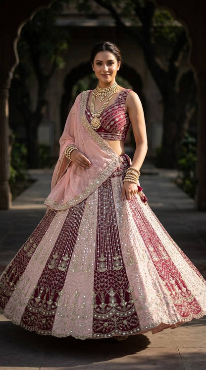 Premium Fox Georgette Sequins Mirror Work Lehenga Choli