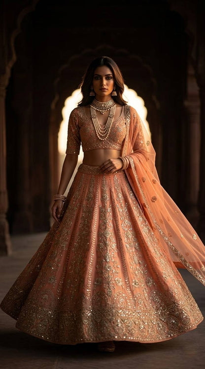 Premium Faux Georgette Lehanga Choli with Coding Sequins Work
